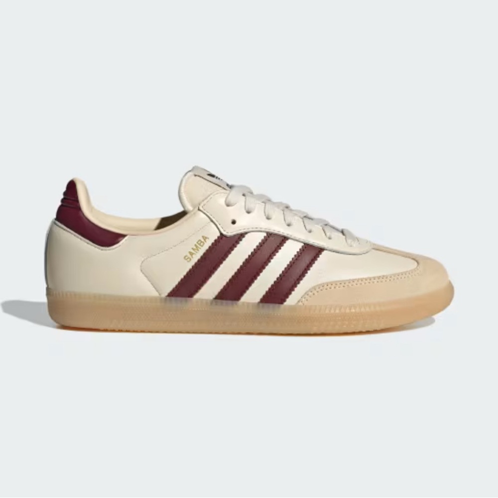 Adidas Samba Shoes in Cream and Maroon